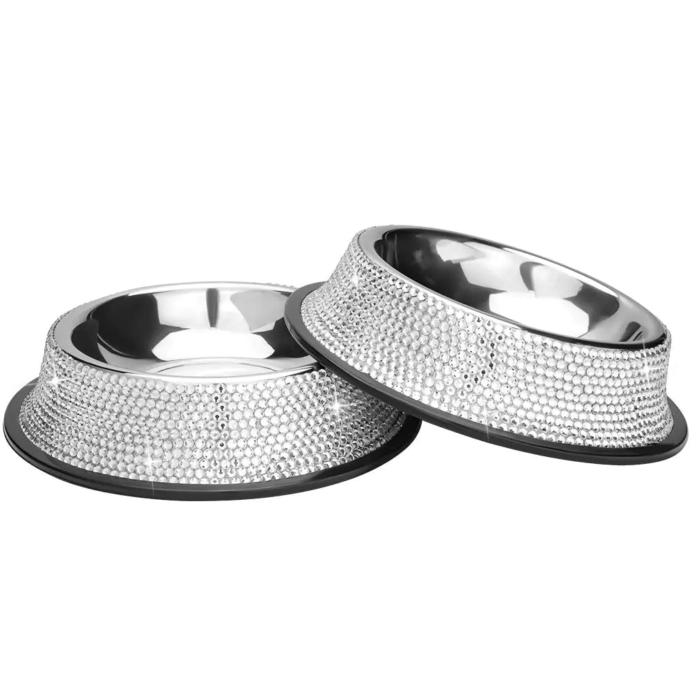 Handmade Bling Stainless Dog Bowls