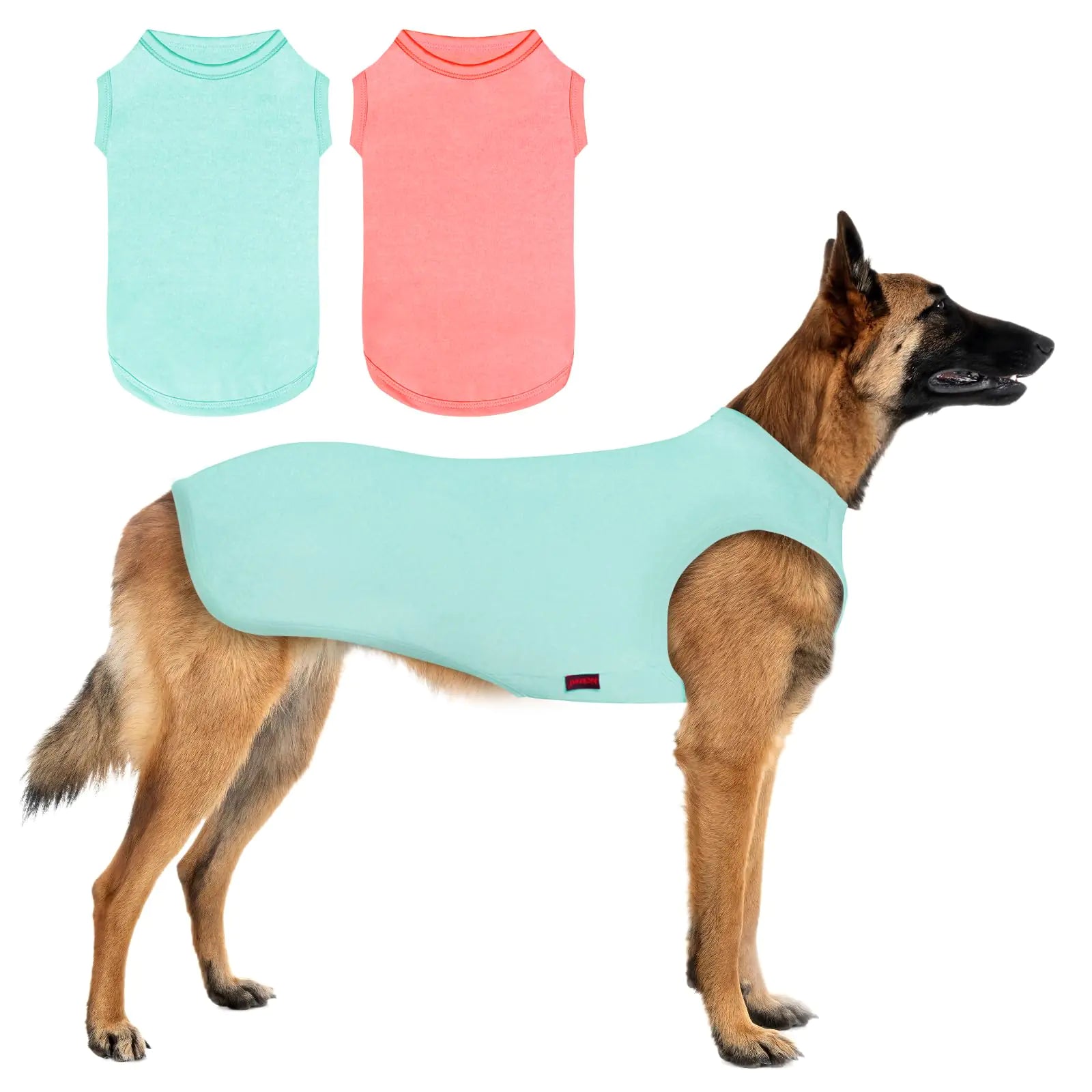 Kickred 2 Pieces Shirts for Dog Soft and Cool Dog T Shirt Vest Clothes Breathable Pet Apparel Tank Top Summer Fall Dog Sleeveless Sweatshirt for Medium Large Pets - Light Blue+Candy Pink (M)