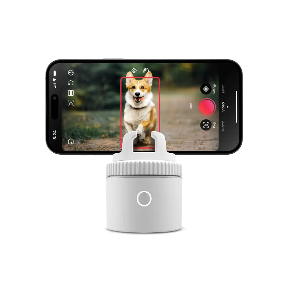 Pivo Pod Lite Pet Auto Pet Face and Body Tracking Ai-Powered 360° Rotation Smartphone Holder Four-Legged Pet Training Content Creator Auto Zoom Handsfree Photo & Video Recording - White