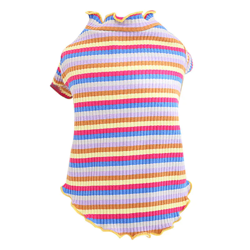 Pet Dog Rainbow Stripe Cotton Base Shirt for Fall/Winter