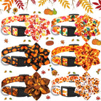 Silkfly 6 Pcs Fall Dog Collars for Dogs Adjustable Thanksgiving Dog Collar with Flower Pumpkin Floral Dog Collar Turkey Maple Leaf Collars Dogs Accessories with Plastic Buckle for Pet(Small)