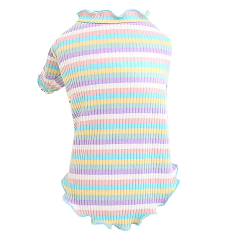 Pet Dog Rainbow Stripe Cotton Base Shirt for Fall/Winter